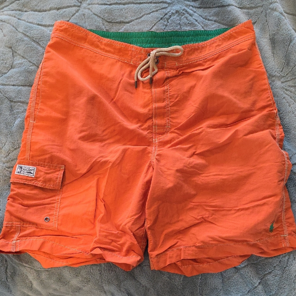 Polo by Ralph Lauren Orange and Green Swim Trunks Quick-Drying